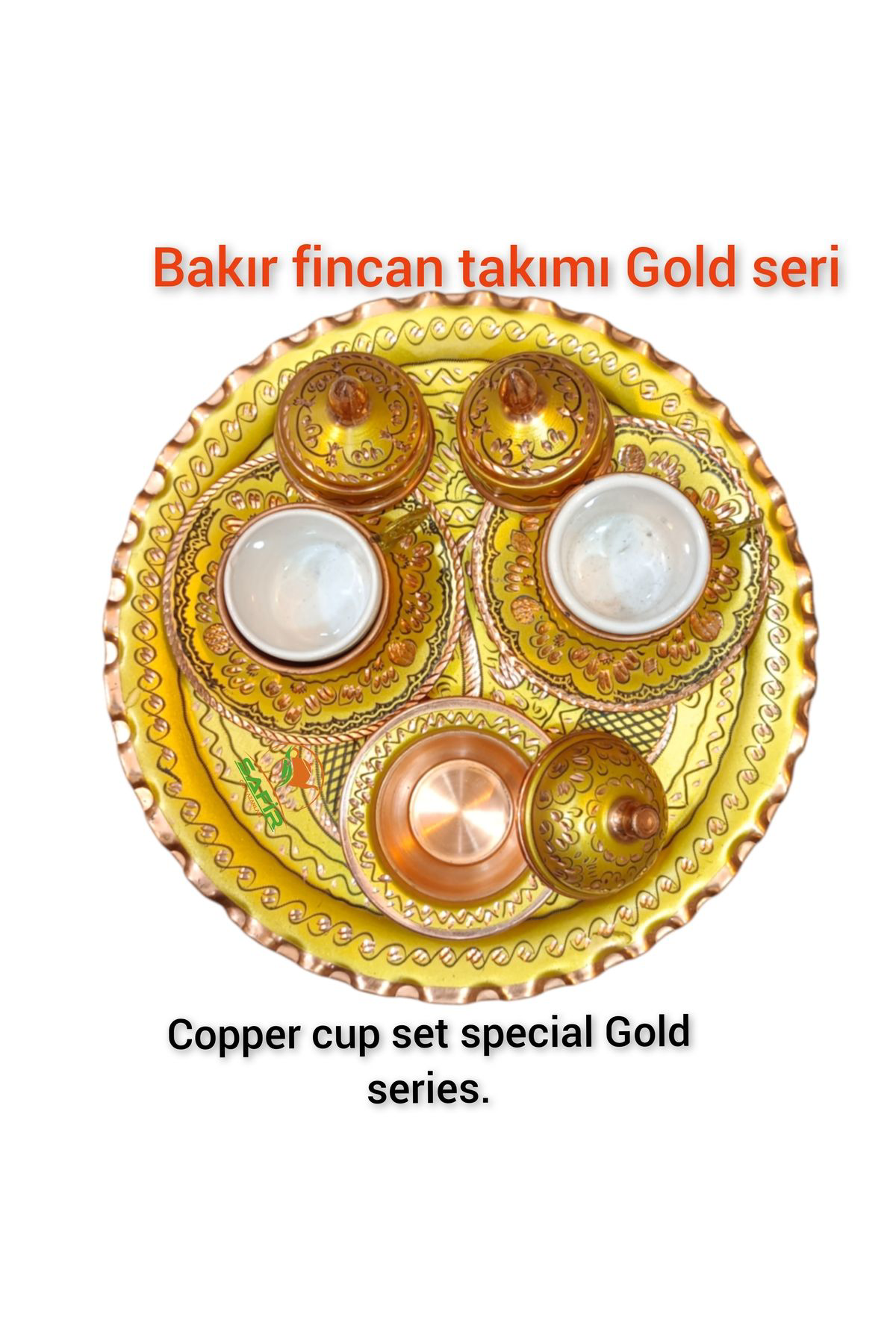 Safir Çay Kazanlari Gold Bakir Kahve Fincan Takimi Bakir Kahvelik 2 Kişilik Bakir Kah