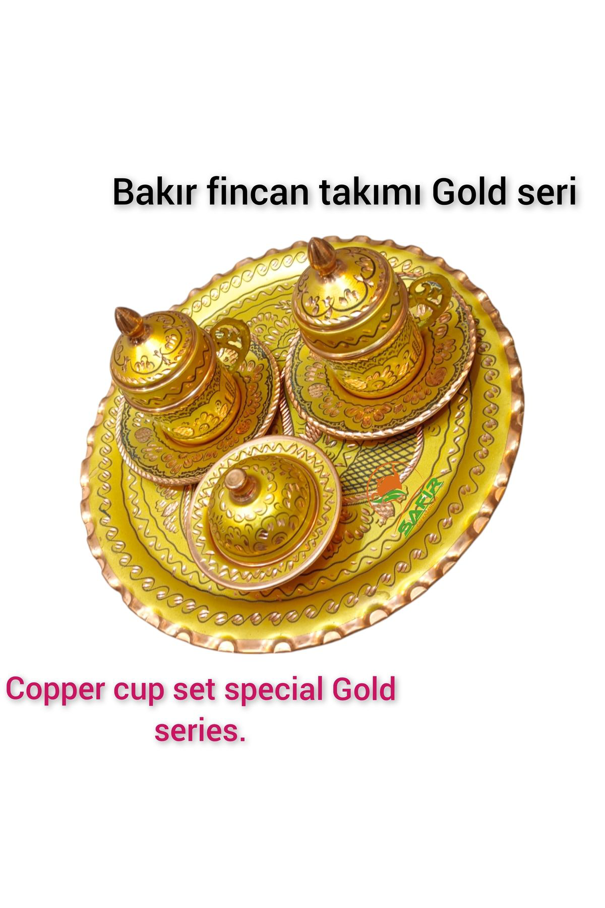 Safir Çay Kazanlari Gold Bakir Kahve Fincan Takimi Bakir Kahvelik 2 Kişilik Bakir Kah