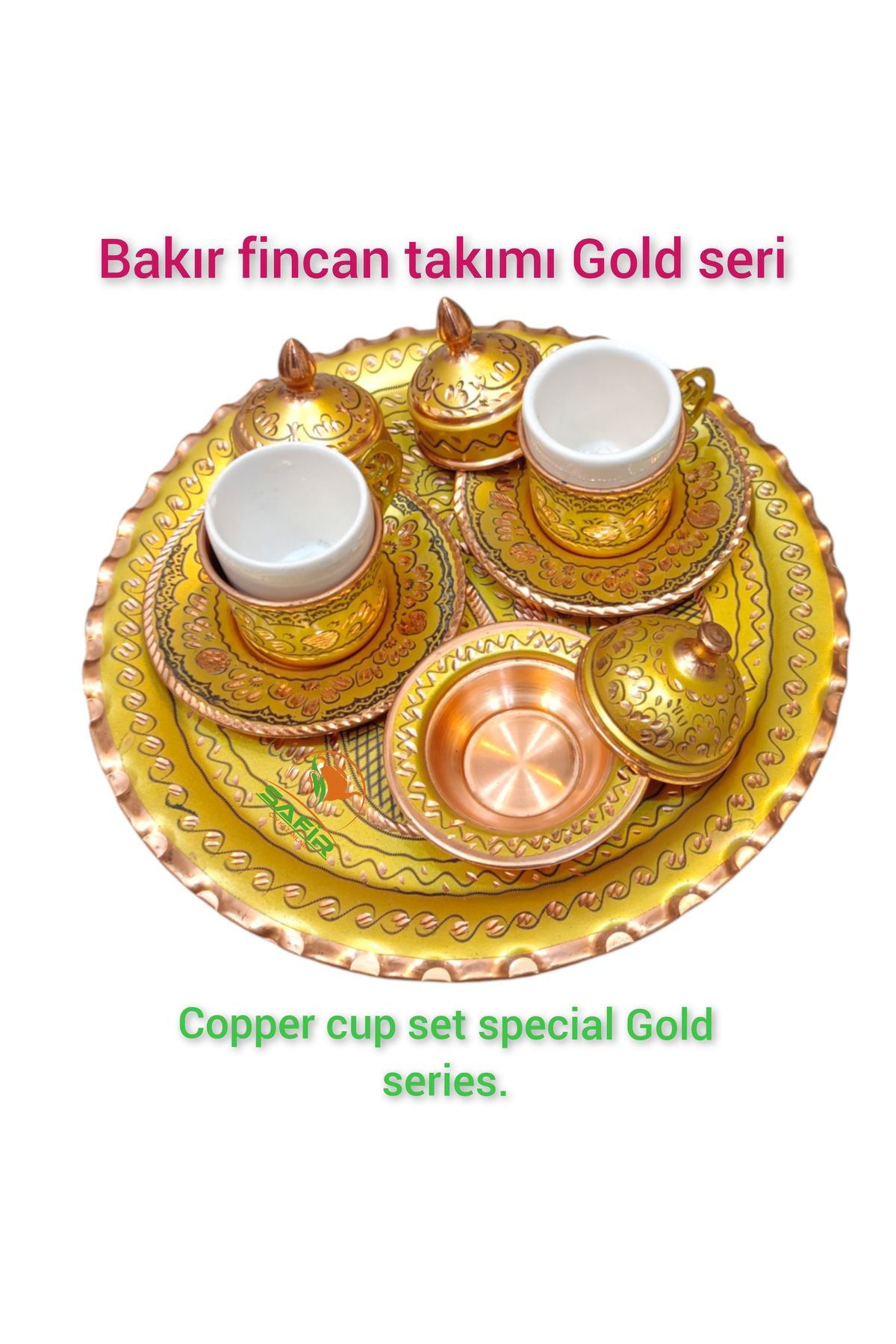 Safir Çay Kazanlari Gold Bakir Kahve Fincan Takimi Bakir Kahvelik 2 Kişilik Bakir Kah