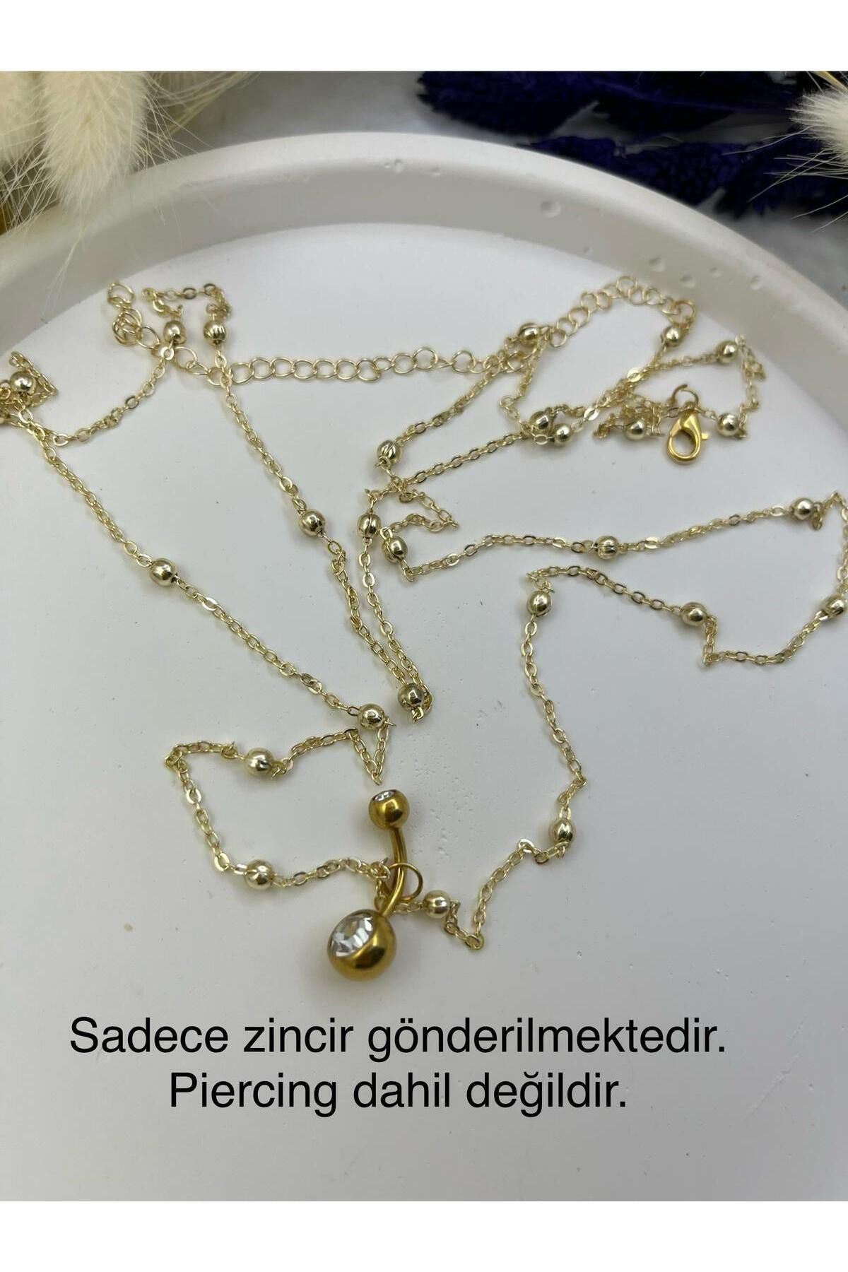 Arescollection Gold Renk Dorika Toplu Kararmaz Piercing Uyumlu Sade Bel Göbek Zi