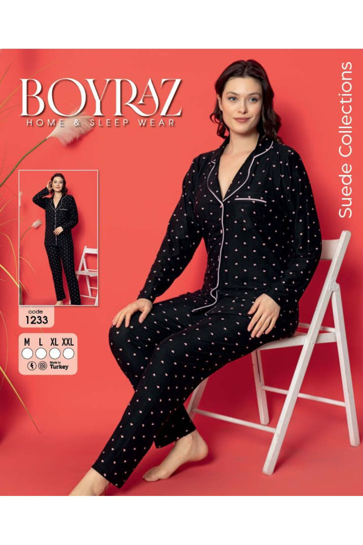 Boyraz Gömlek Yaka Pijama Takim