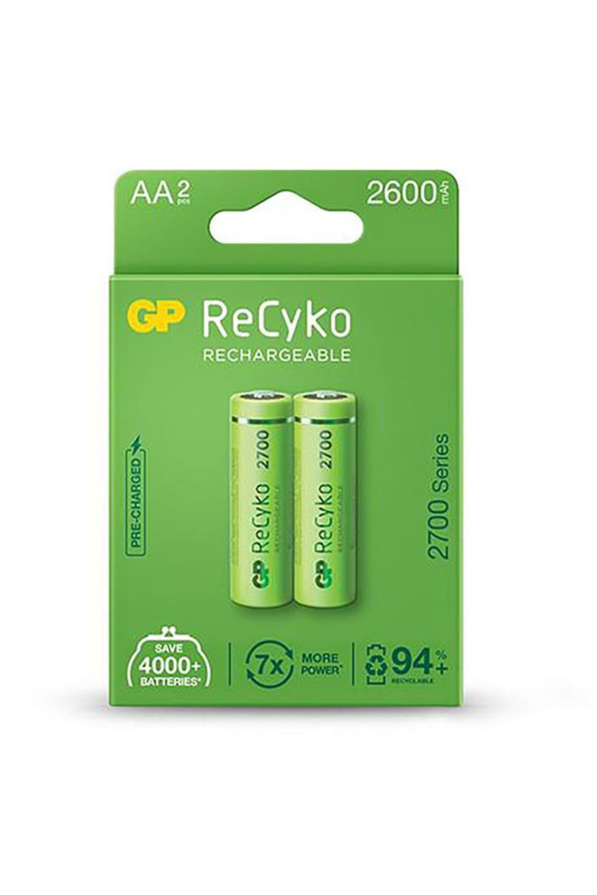 Mmc Group Gp 2600 R6 Aa Kalem Şarjli Pil 2Li Bls Paket Recyko Yeşil (4767)