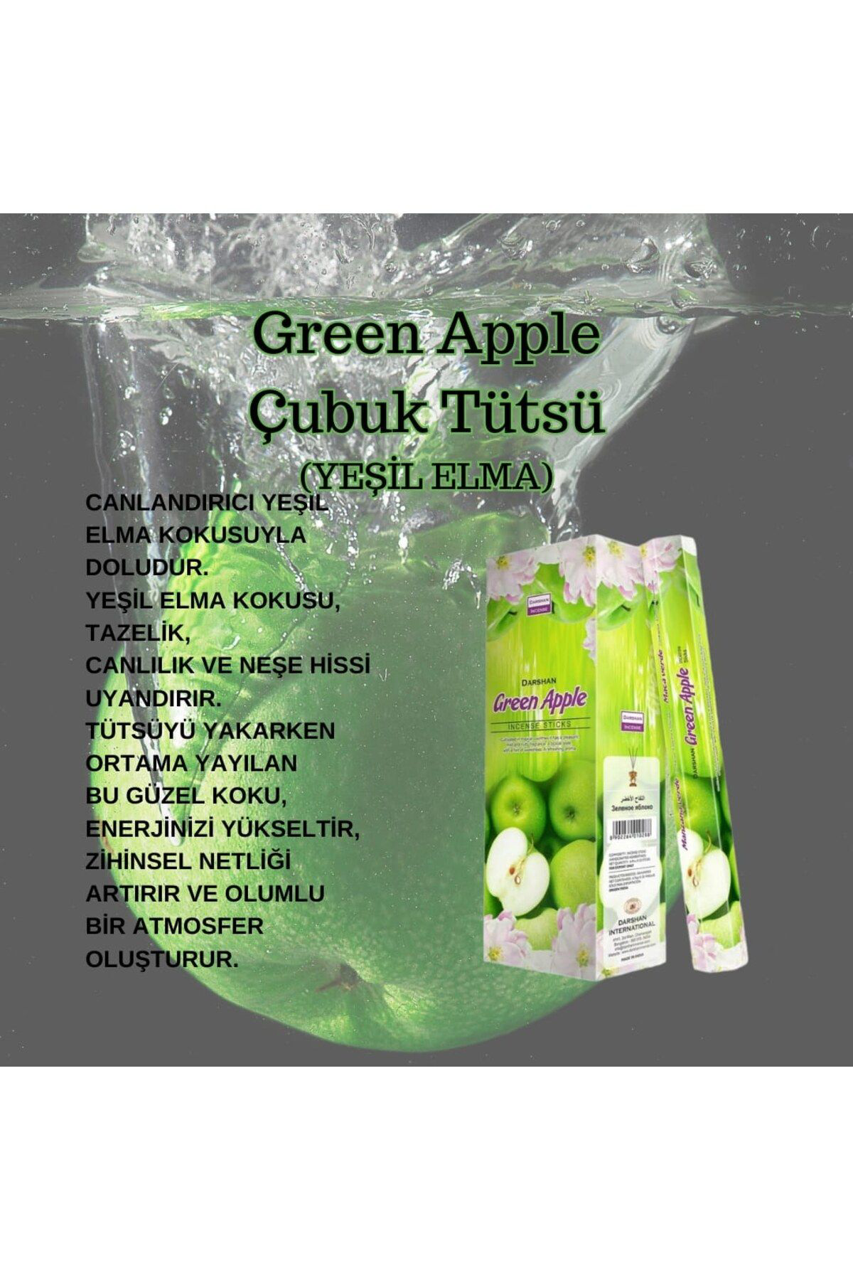 Darshan Green Apple  ( Yeşil Elma ) Tütsü 20 Çubuk