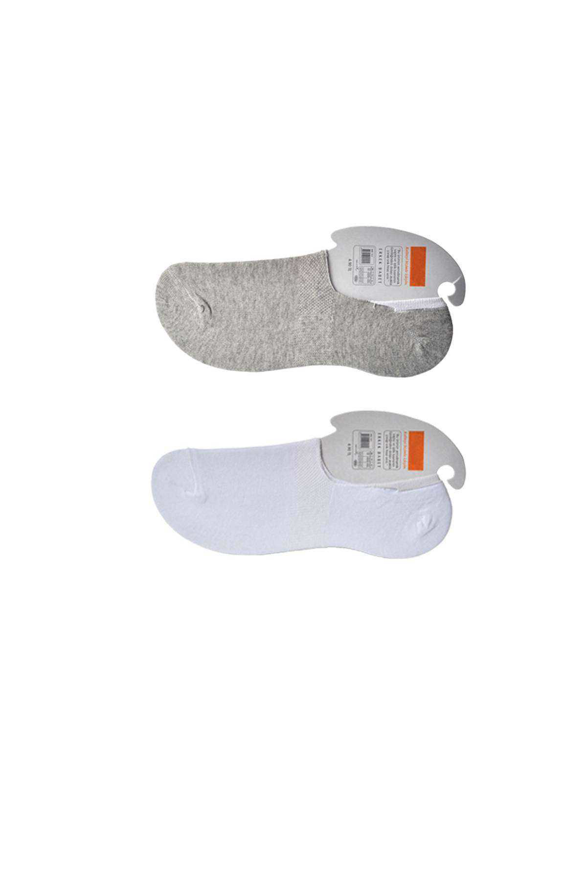 Just Cheap Store Gri Ve Beyaz Erkek Babet Çorap 6 Çift