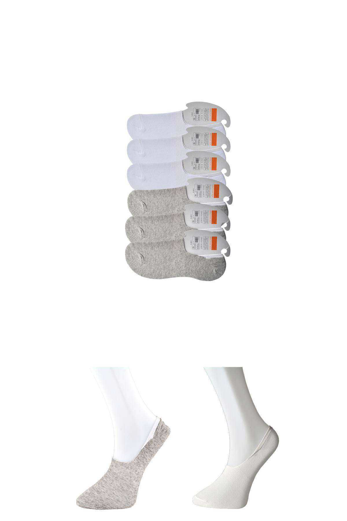 Just Cheap Store Gri Ve Beyaz Erkek Babet Çorap 6 Çift