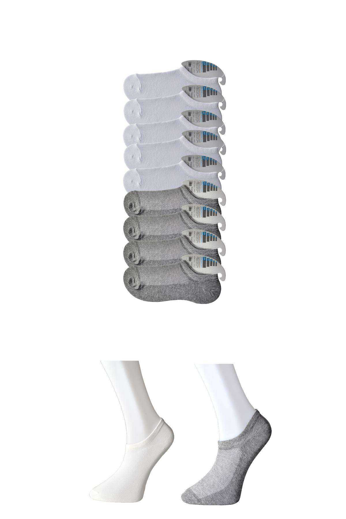 Just Cheap Store Gri Ve Beyaz Erkek Görünmez Çorap 9 Çift