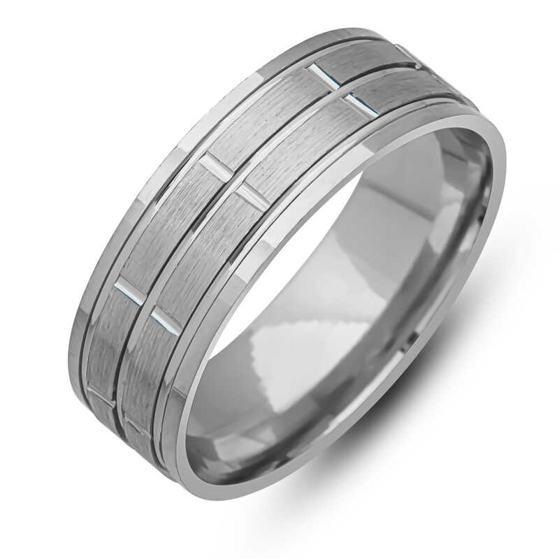 Stillove Gümüş Çizgi Desenli Rodyum Alyans  Sl5879