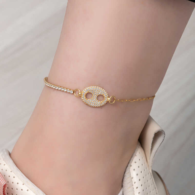 Stillove Gümüş Gold Gemici Figürlü Halhal  Sl6087