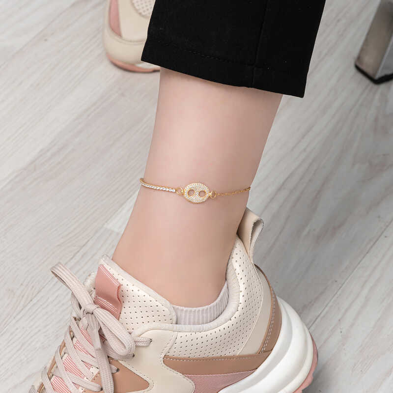 Stillove Gümüş Gold Gemici Figürlü Halhal  Sl6087