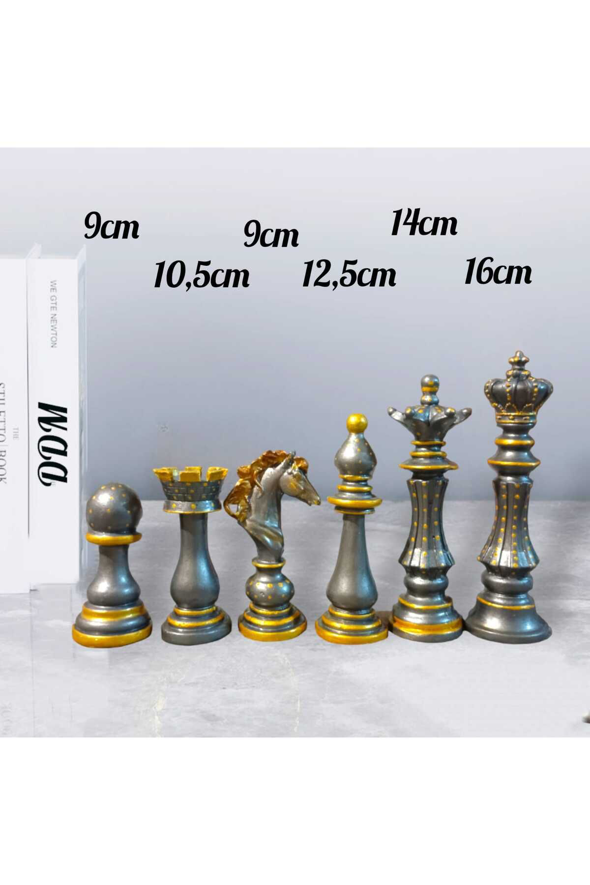 Dodemert Home Gümüş Polyester Satranç Biblo 6 Li Mini Set