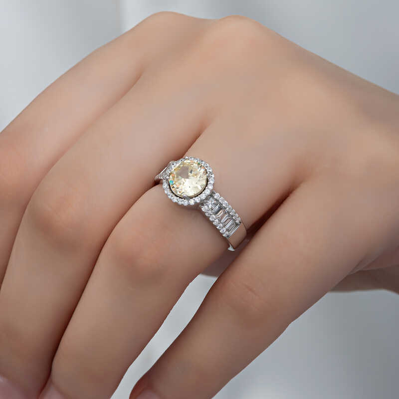 Stillove Gümüş Sari Tek Taş Kadin Yüzük Sl6257