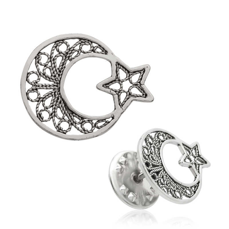 Stillove Gümüş Telkari Ay Yildiz Rozet Sl1368