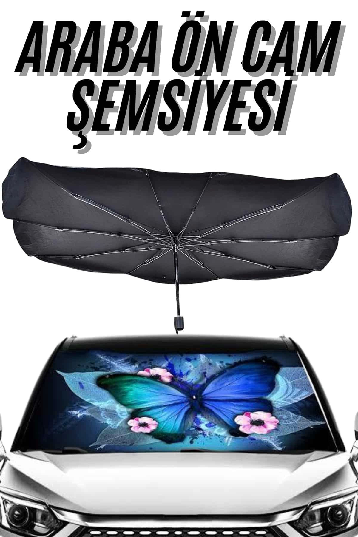 Yusuftex Güneş Önleyici Katlanabilir Oto Araba Güneşlik Şemsiye Tip Ön Cam