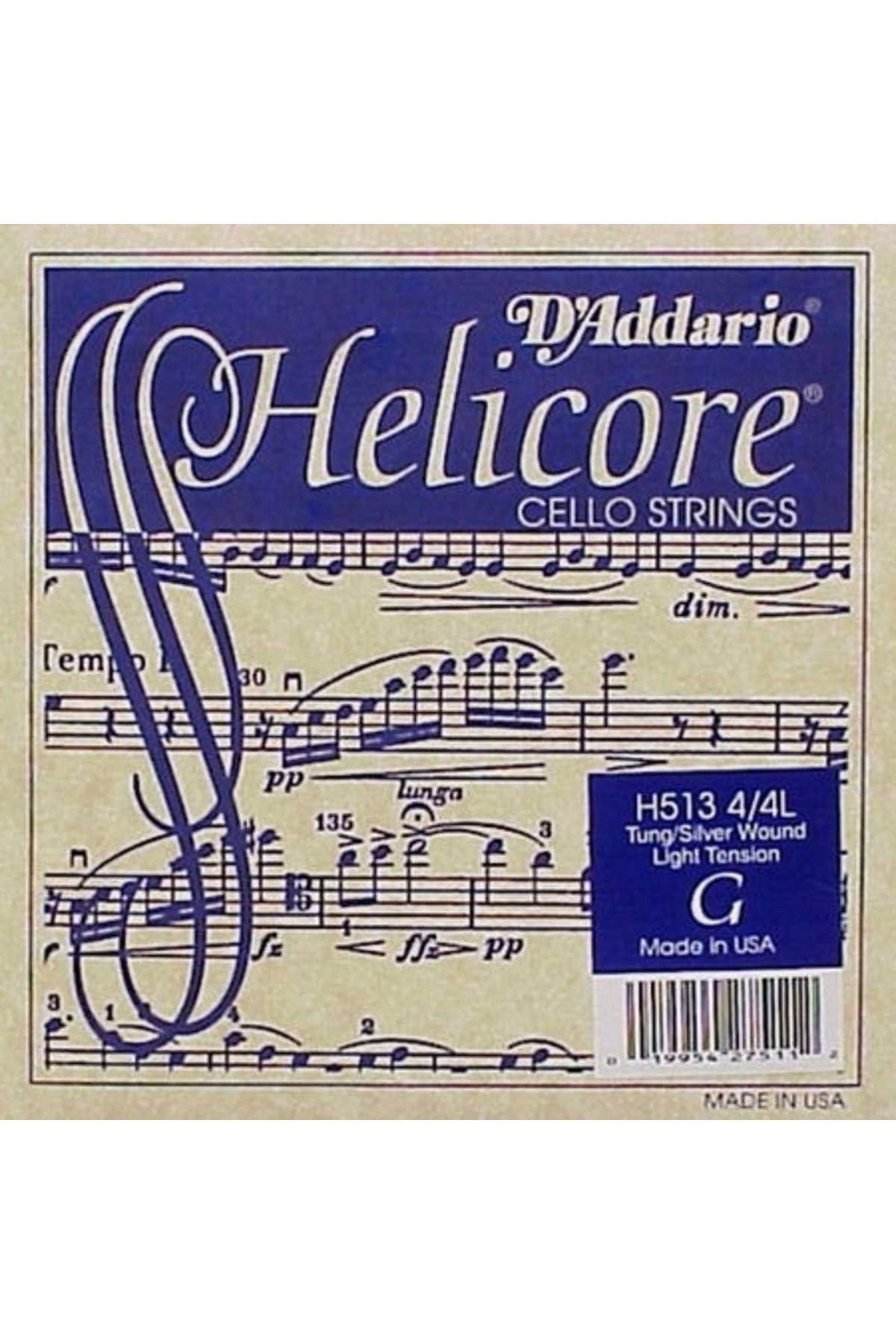 Daddario H513 Cello Tek Tel, Helicore, G-Sol, Long Scale, Medium Cello Tel