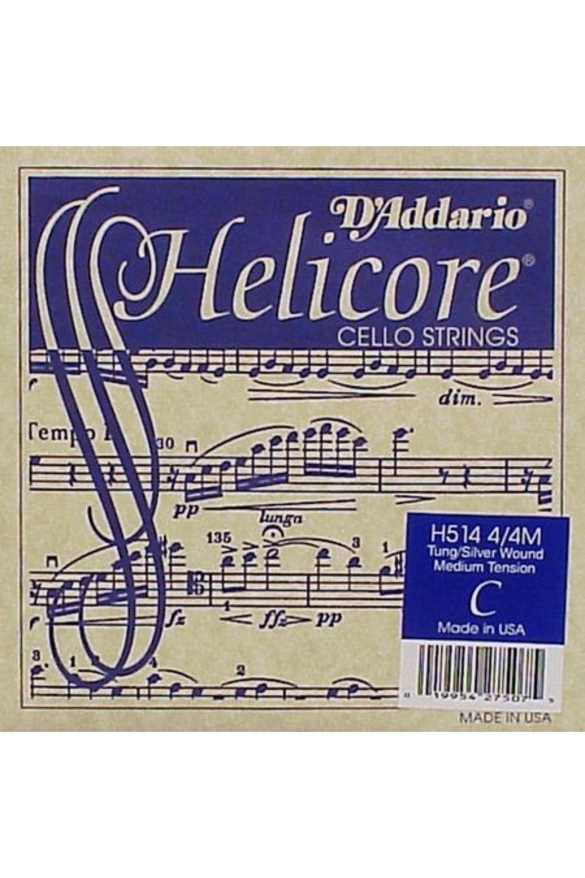 Daddario H514 Cello Tek Tel, Helicore, C-Do, Long Scale, Medium Cello Tel