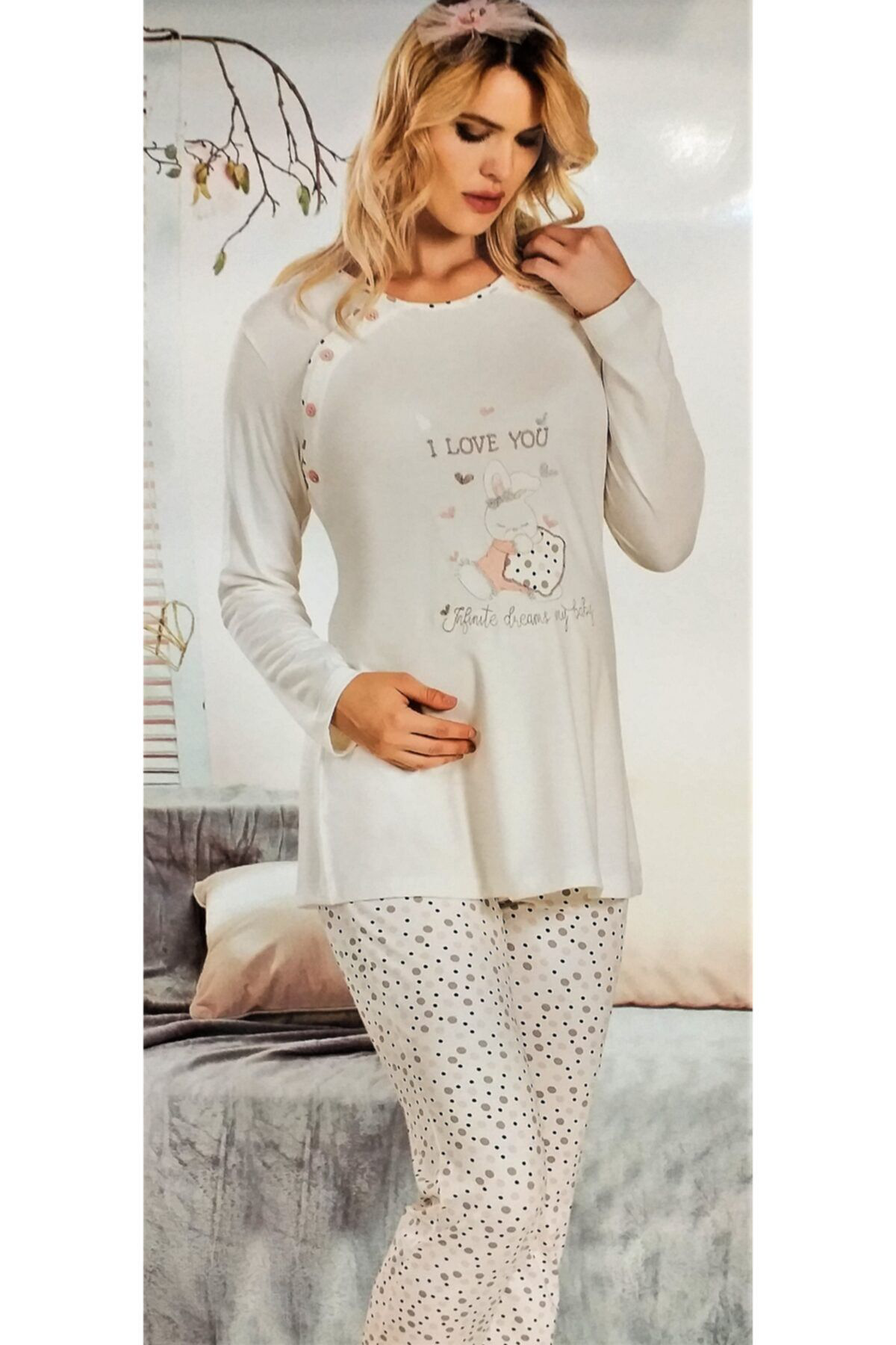 Flz Hamile Pijama Takimi Mavi