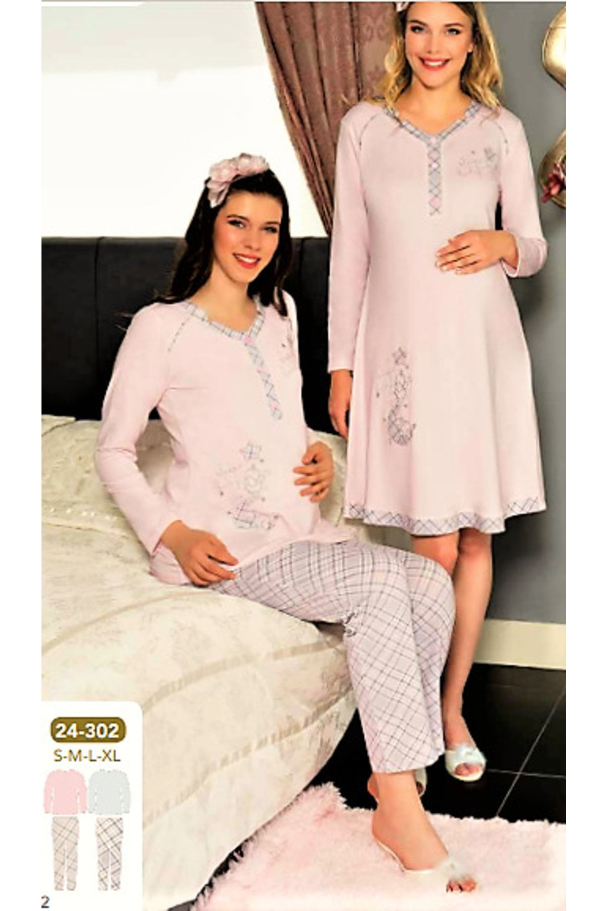 Flz Hamile Pijama Takimi Pembe