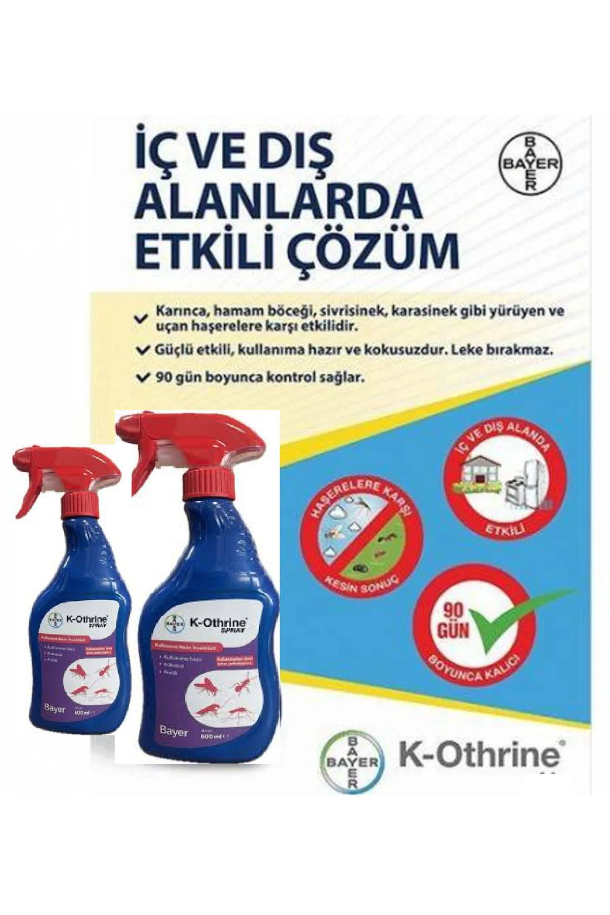 Bayer Haşere İlaci (K-Othrine 500 Ml) X 2 Adet (Kullanima Hazir, Kokusu