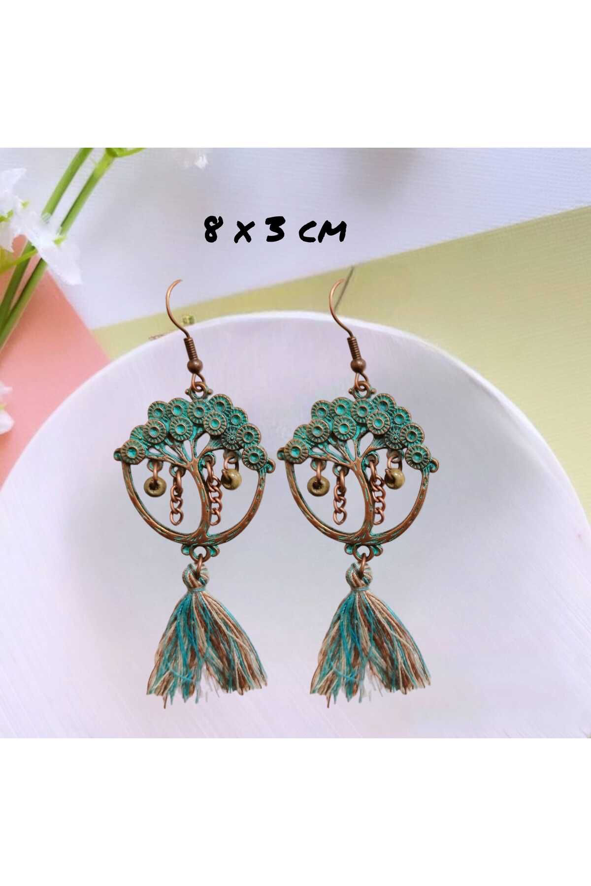Bijuteri Küpe Hayat Ağaci Etnik Tribal Boho  Küpe
