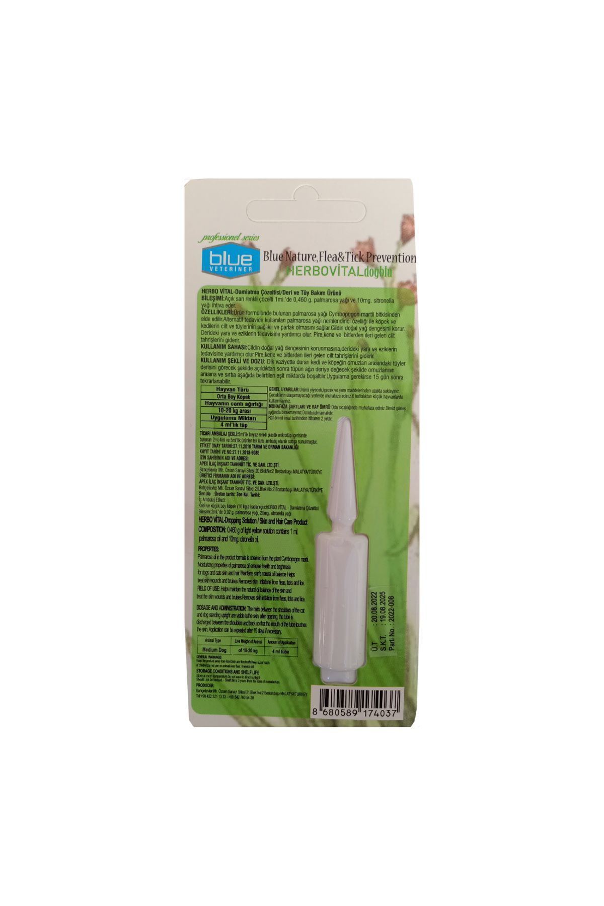 Blue Veteriner Herbiovital Bitkisel Köpek Damlasi 4 Ml ( 10-20 Kg )