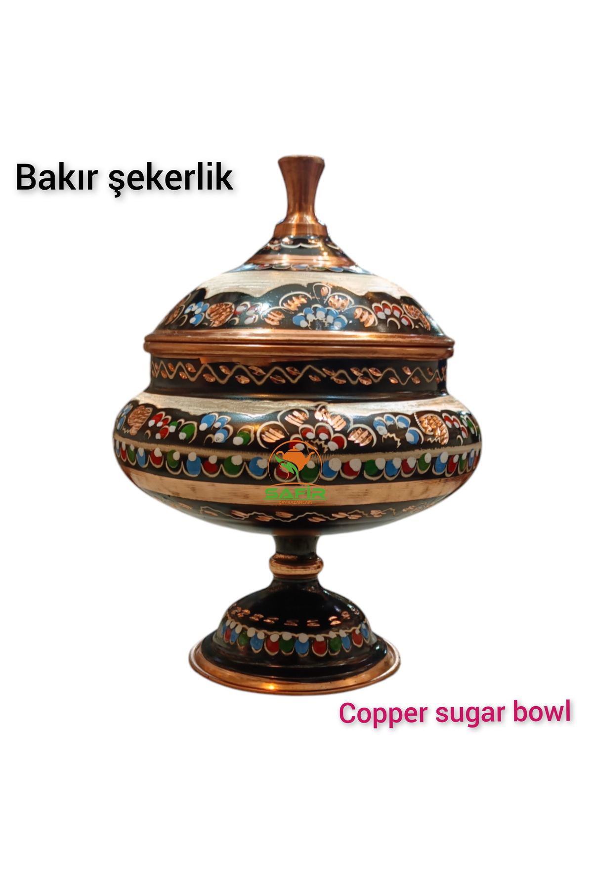 Safir Çay Kazanlari Hicivli Bakir Şekerlik Bakir Şekerdanlik Bakir Lokumluk Orta Boy 