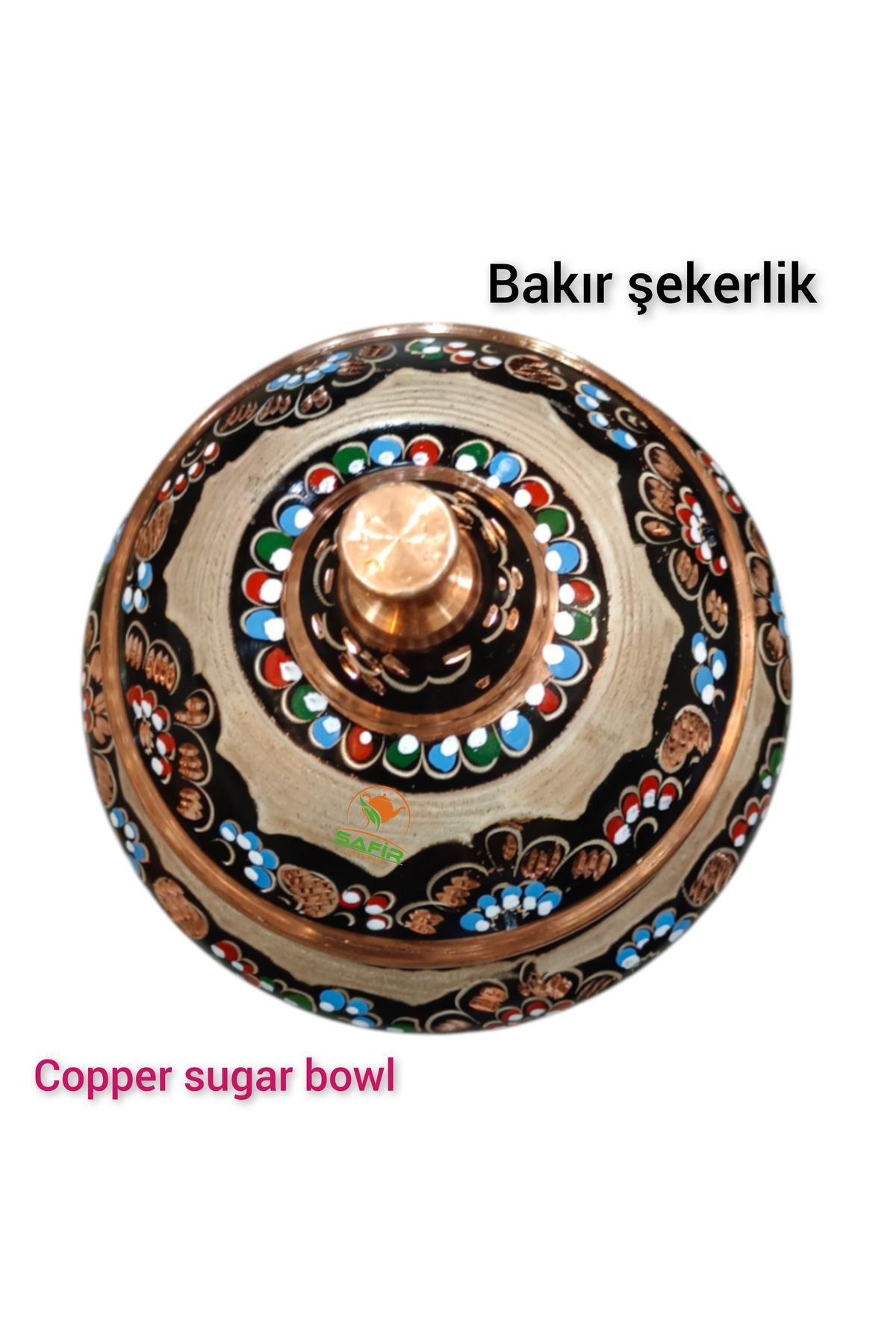 Safir Çay Kazanlari Hicivli Bakir Şekerlik Bakir Şekerdanlik Bakir Lokumluk Orta Boy 