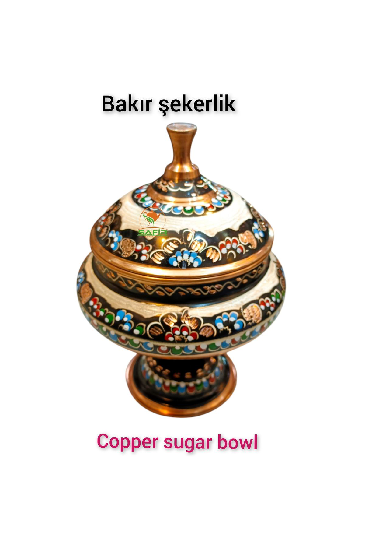 Safir Çay Kazanlari Hicivli Bakir Şekerlik Bakir Şekerdanlik Bakir Lokumluk Orta Boy 