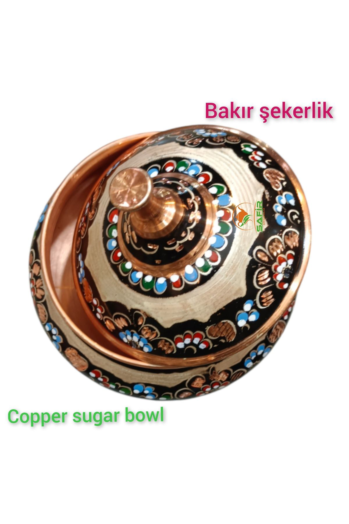 Safir Çay Kazanlari Hicivli Bakir Şekerlik Bakir Şekerdanlik Bakir Lokumluk Orta Boy 