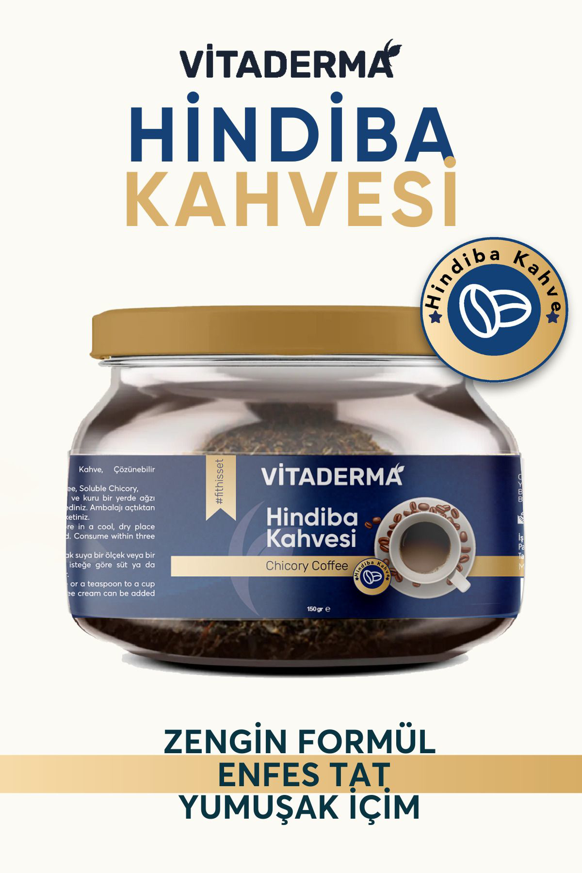 Vitaderma Hindiba Kahvesi 1 Aylik (60 Kullanim) Net 150Gr
