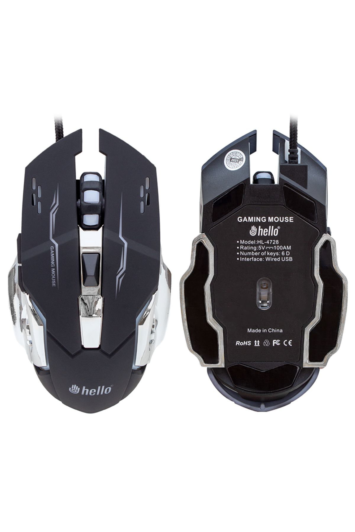 Robotrend Hl-4728 Kablolu 3600 Dpi 6 Tuş Fonksiyonlu Gaming Mouse