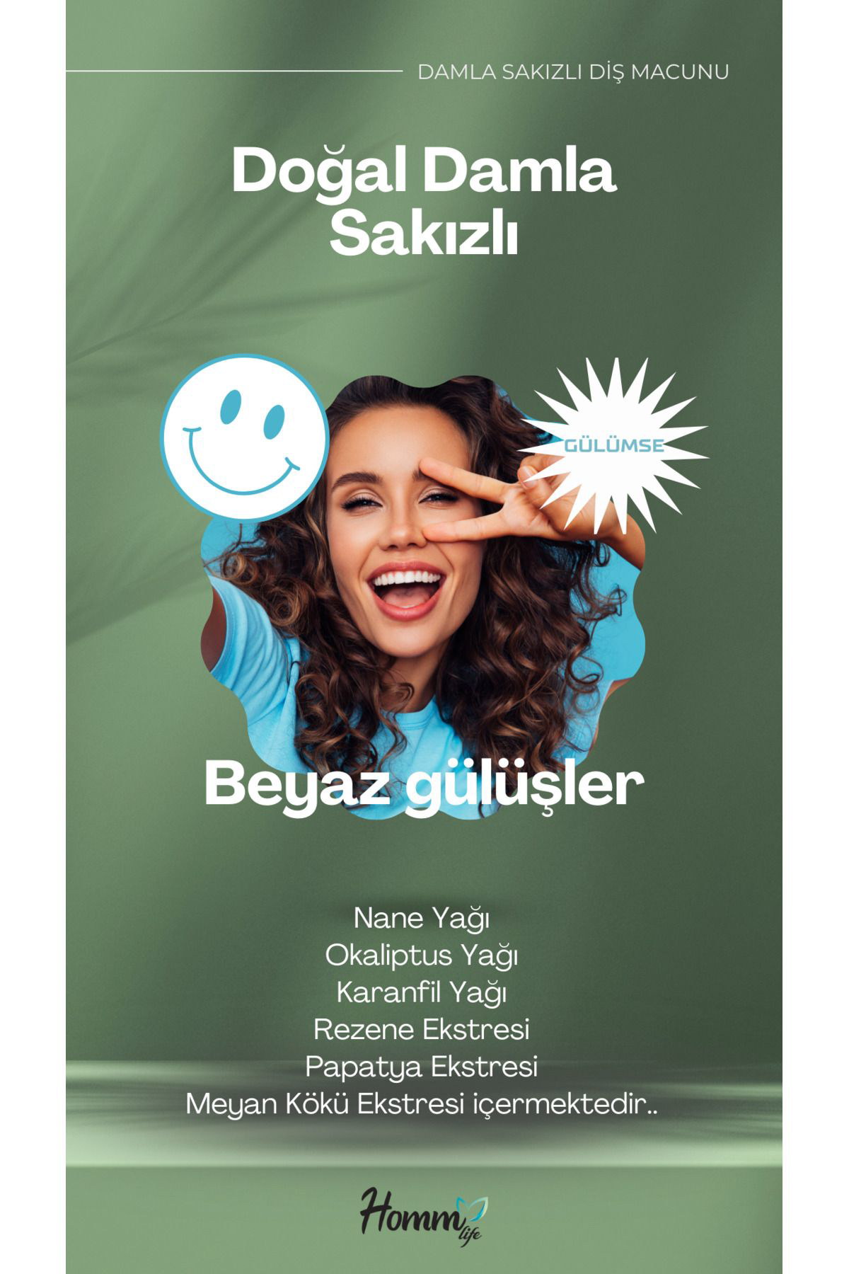 Homm Bitkisel Homm Life Damla Sakizli Diş Macunu 75 Ml