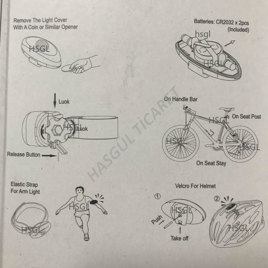 Hsgl  Bisiklet Scooter Spor Ve Kask İcin Mavi Kirmizi Çakarli İşik