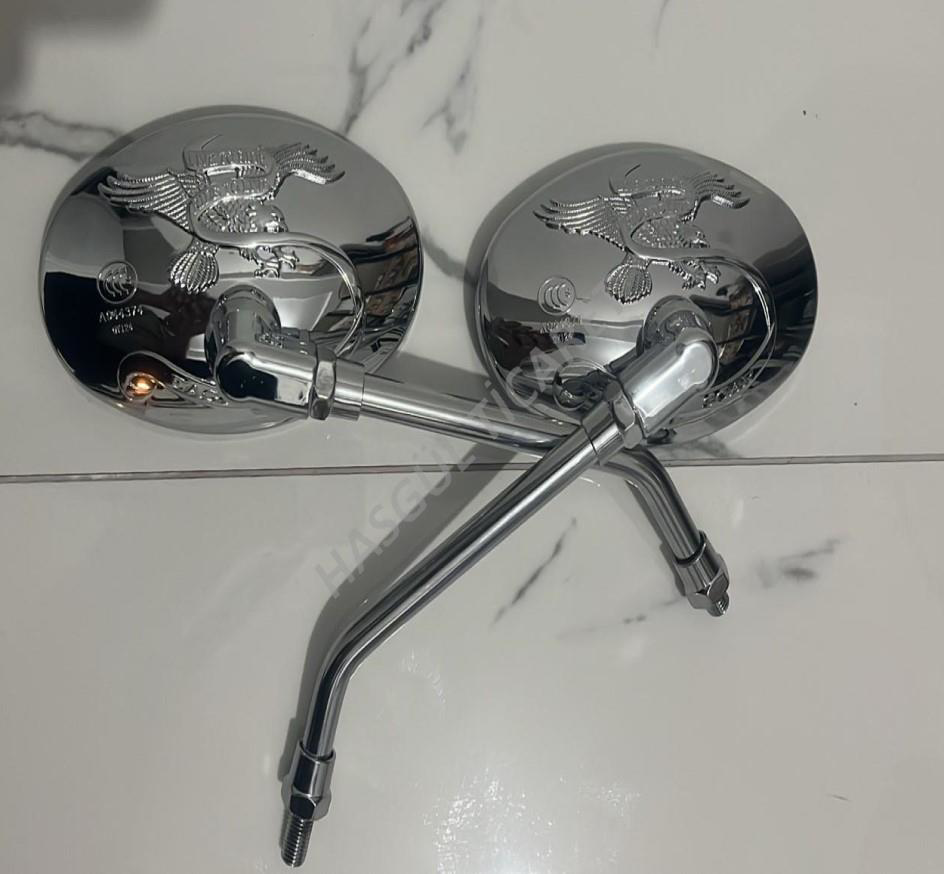 Hsgl  Motorsiklet Qy 124 Ayna Kartal Desen 10 Mm Ayna Takimi Sağ S