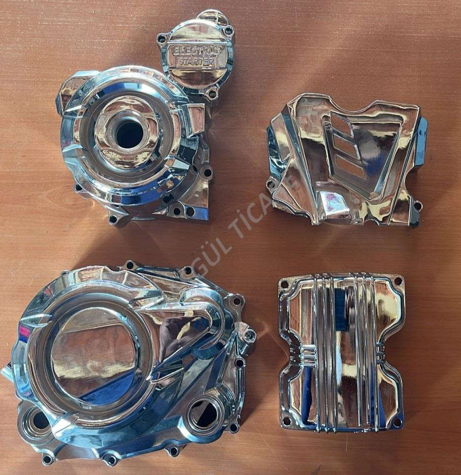 Hsgl  Motorsiklet Kuba Karter Kapaği Sağ+Sol+Ön Dişli Nikel (5 Par