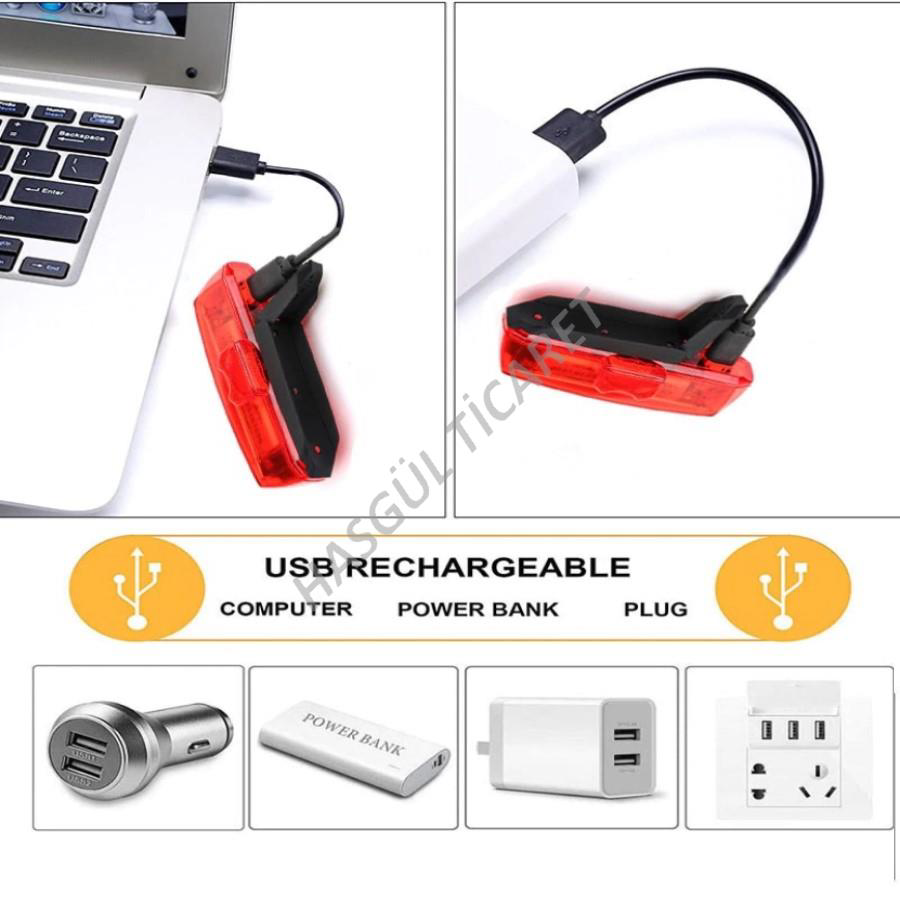 Hsgl  Usb Şarjli Ön Arka İşikli Far Set