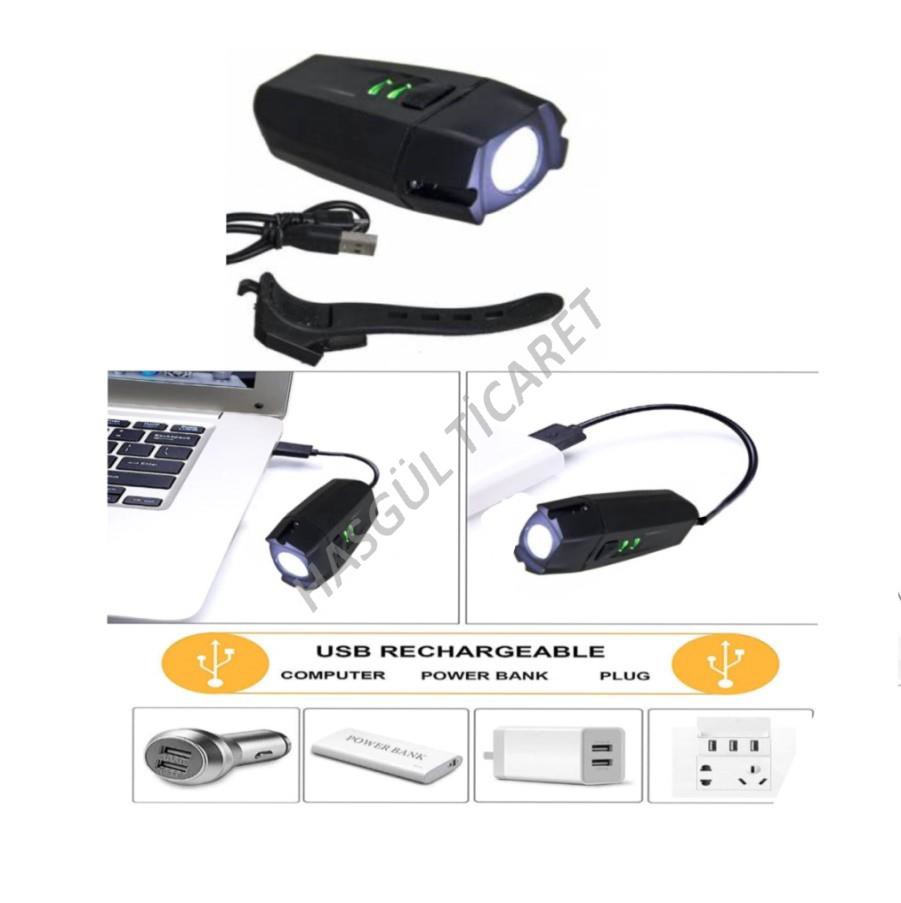 Hsgl  Usb Şarjli Ön Arka İşikli Far Set