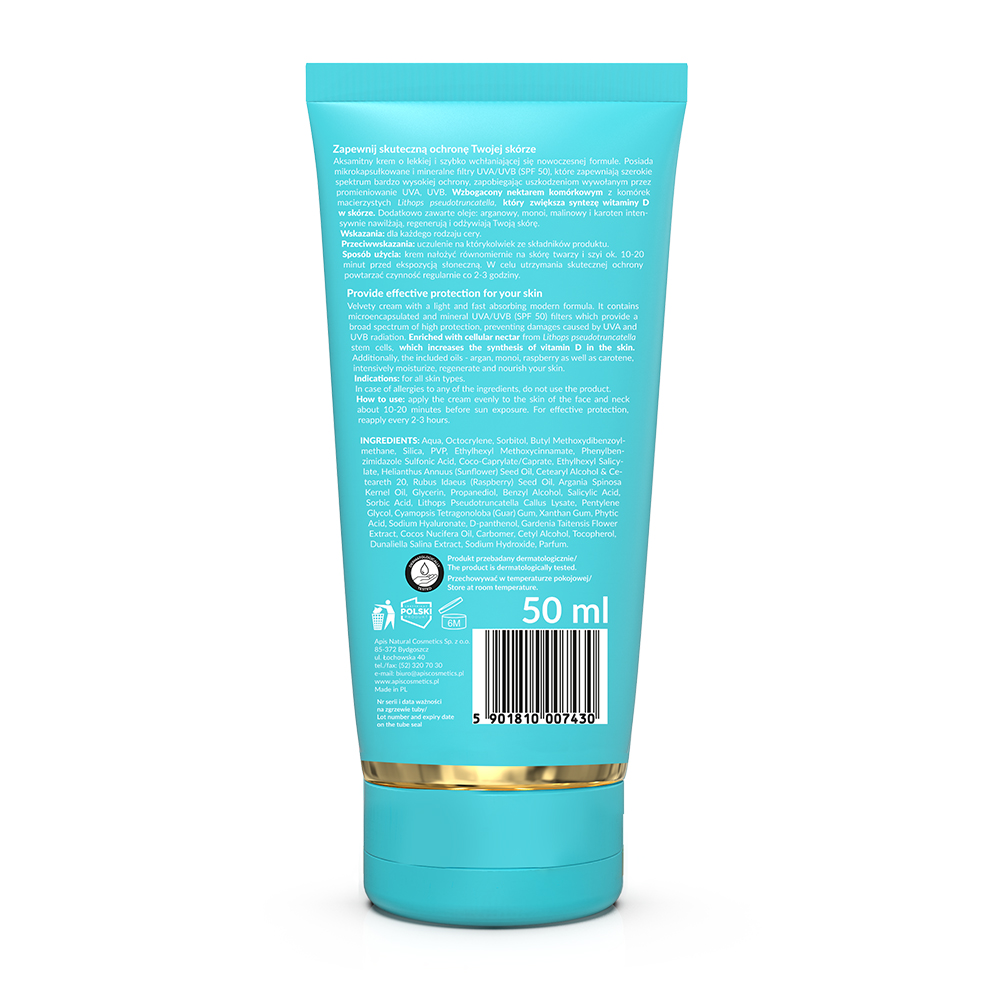 Apis Natural Cosmetics Hücre Nektari İçeren Yüz Güneş Koruyucusu Spf 50 - 50Ml