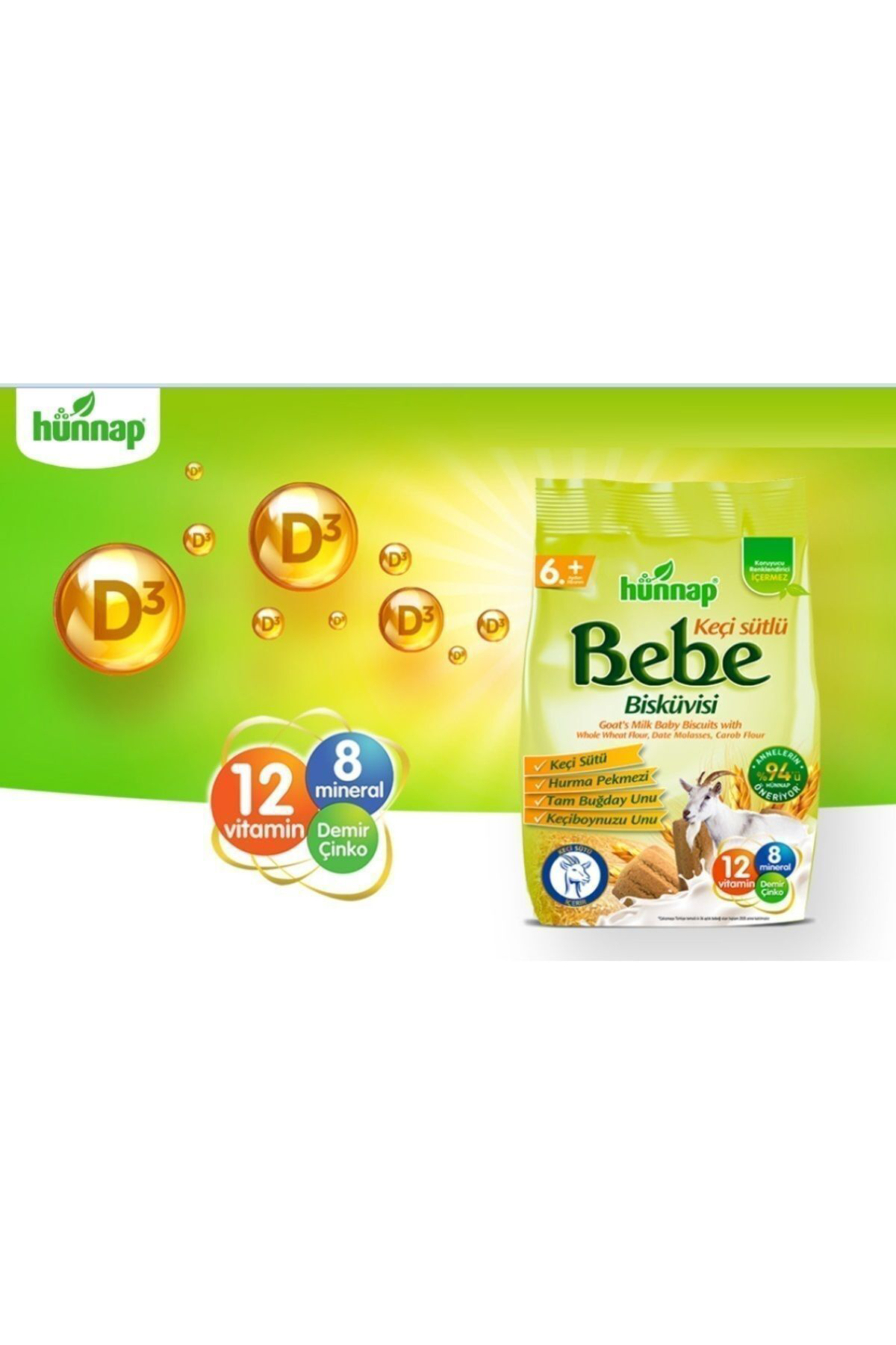 Hünnap  Keçi Sütlü Bebe Bisküvisi 400 Gr