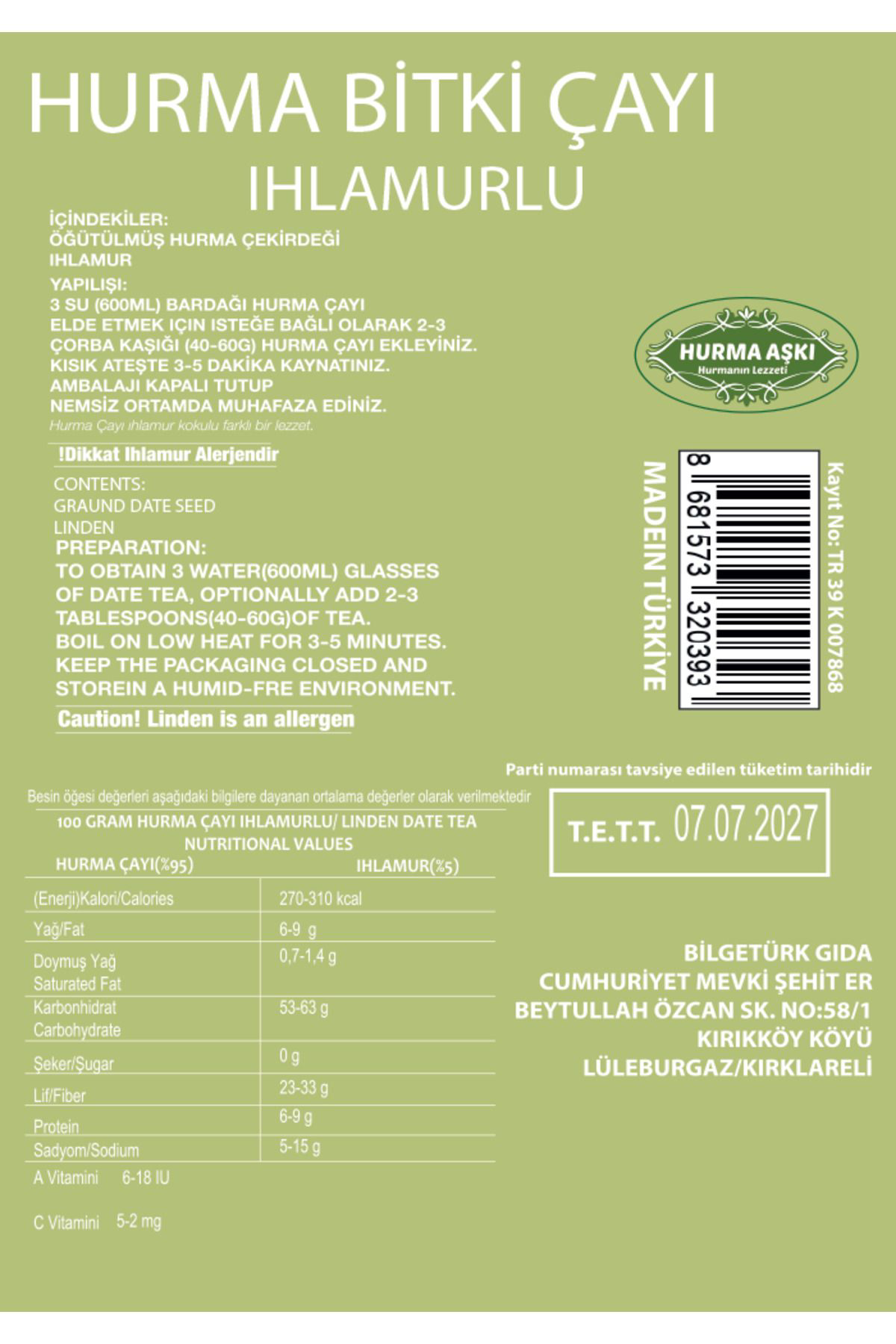 Hurma Aşki Hurma Çayi İhlamurlu 200Grx3=600Gr