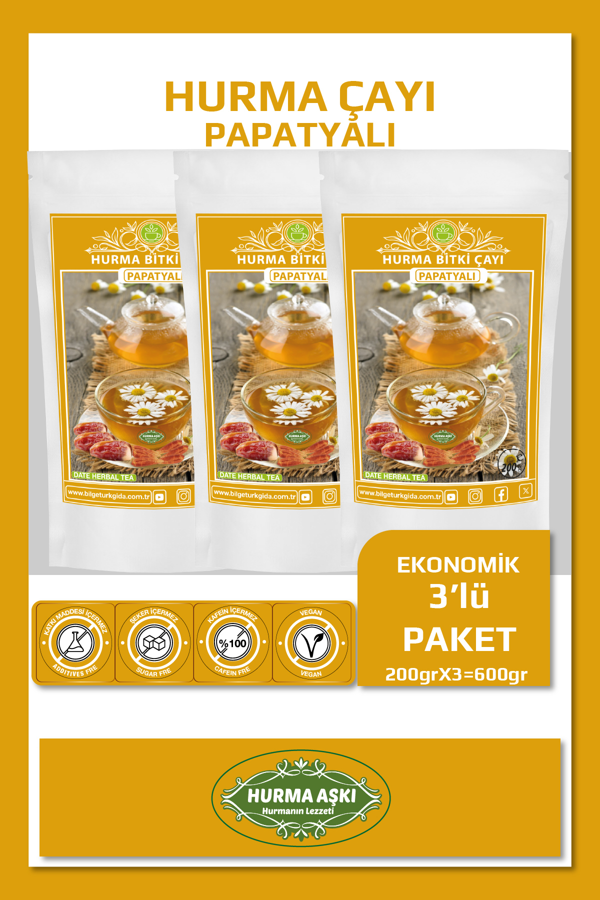 Hurma Aşki Hurma Çayi Papatyali 200Grx3=600Gr