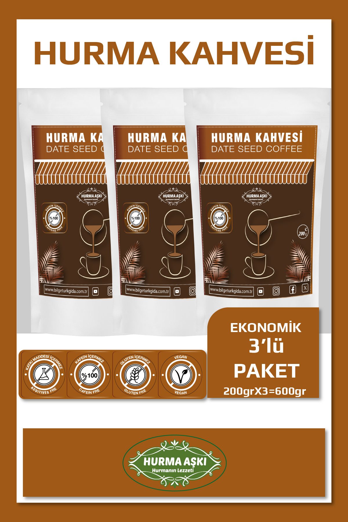 Hurma Aşki Hurma Kahvesi 200Grx3=600Gr