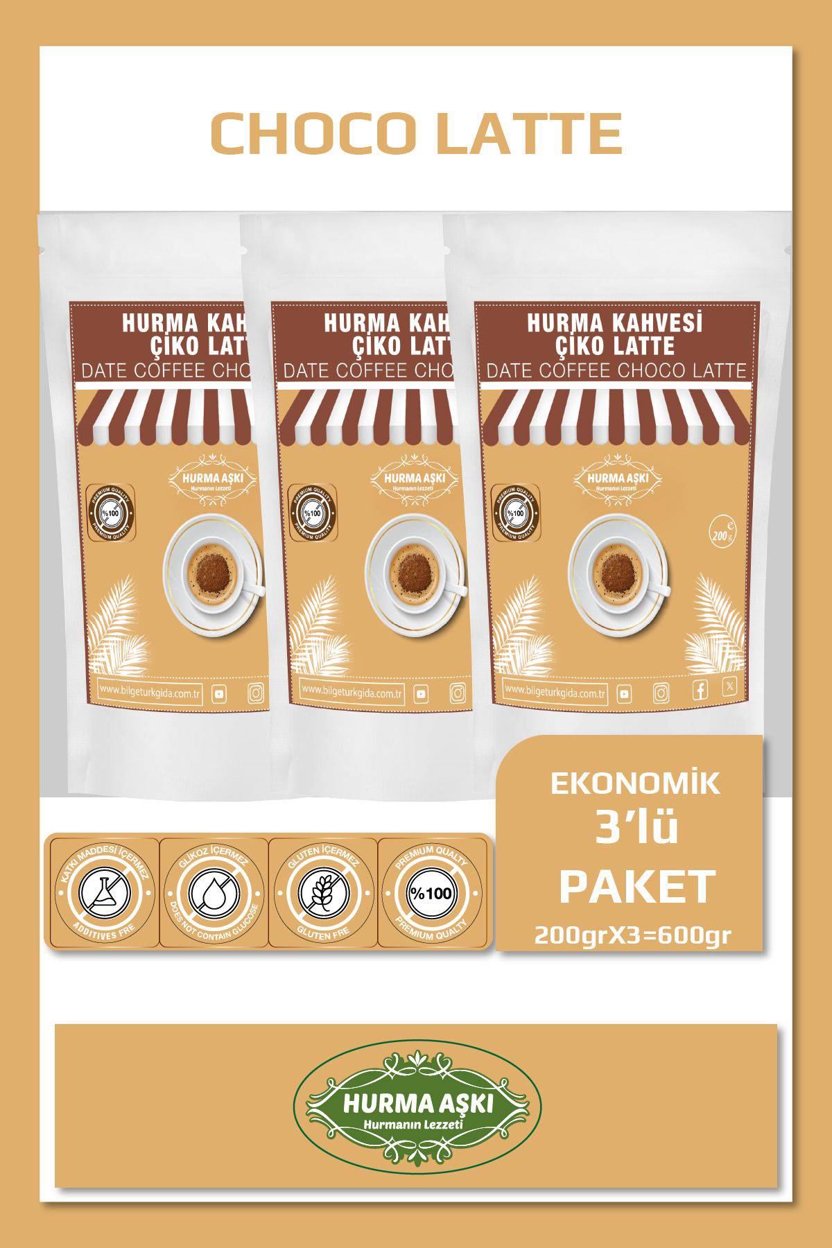 Hurma Aşki Hurma Kahvesi Çiko Latte 200Grx3=600