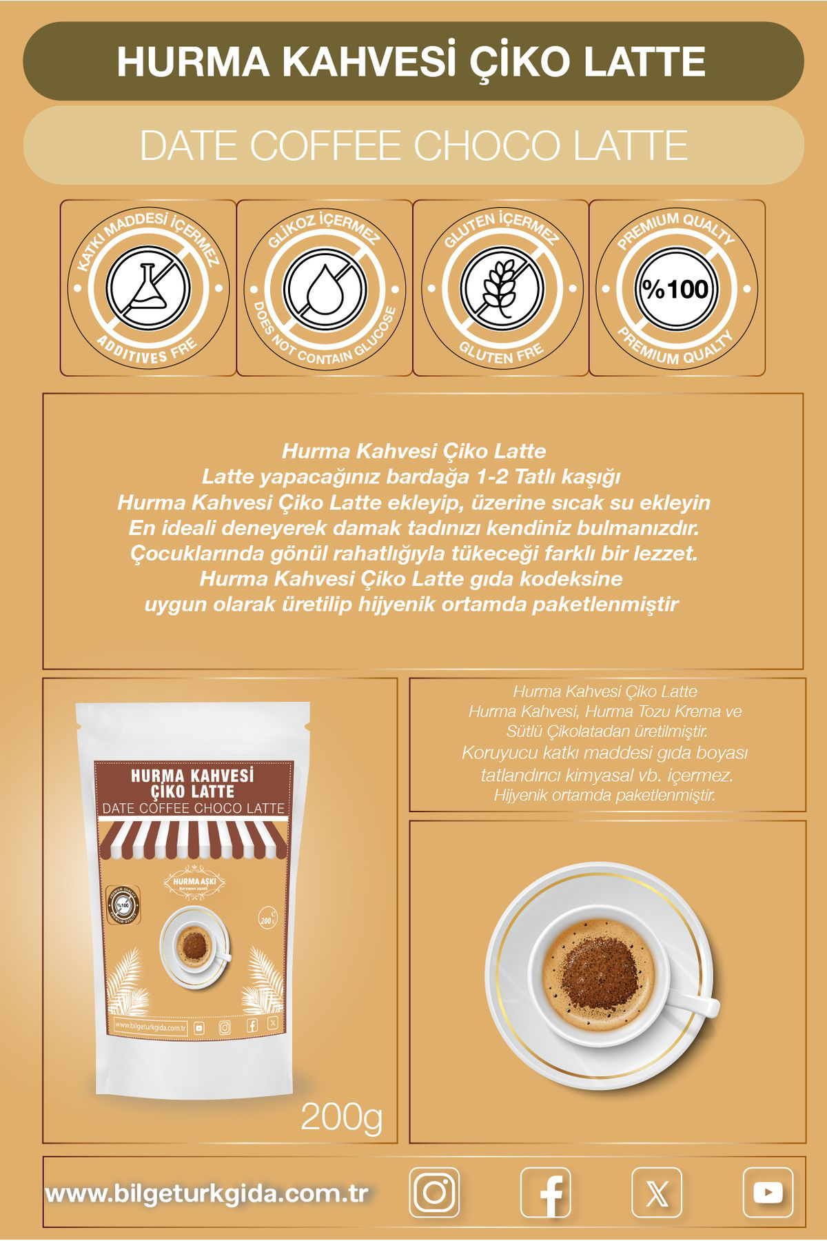 Hurma Aşki Hurma Kahvesi Çiko Latte 200Grx3=600