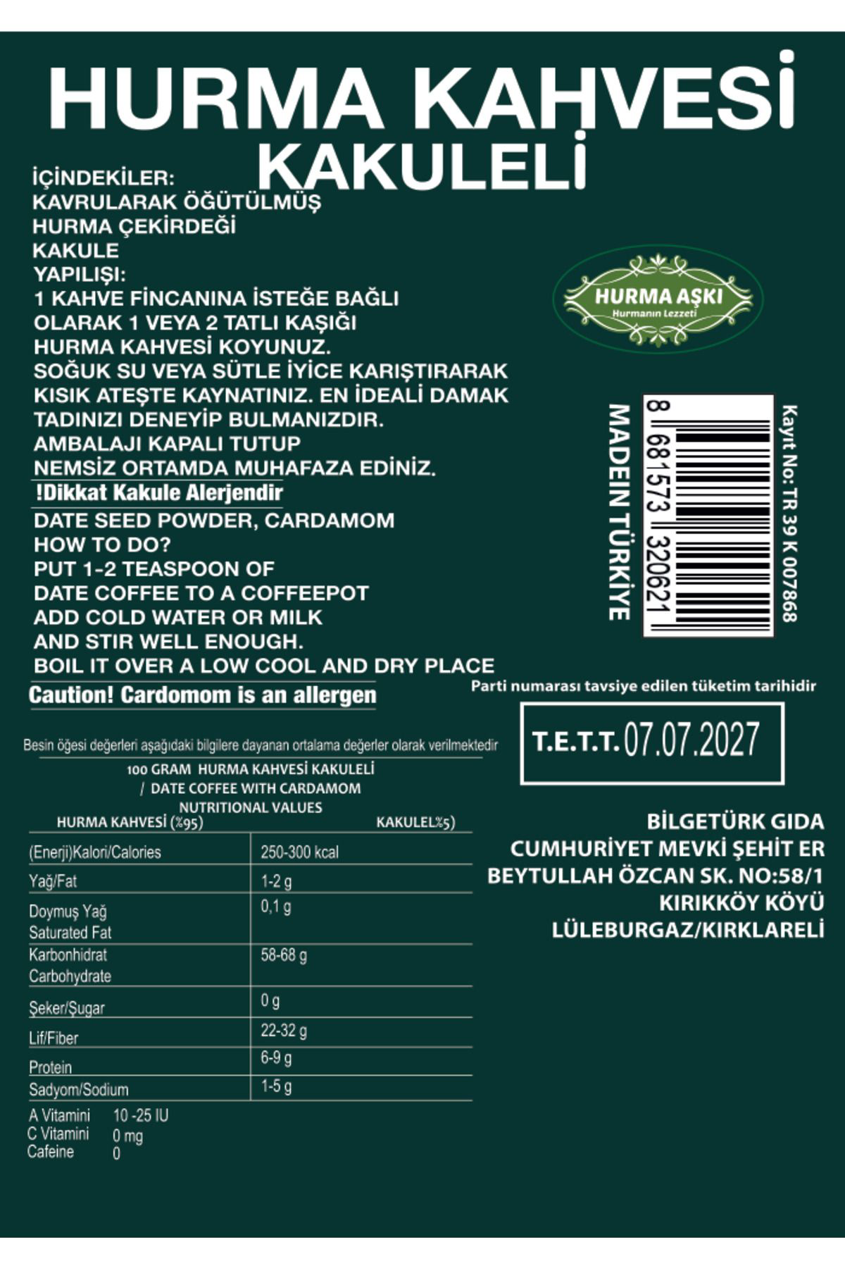 Hurma Aşki Hurma Kahvesi Kakuleli 200Grx3=600Gr