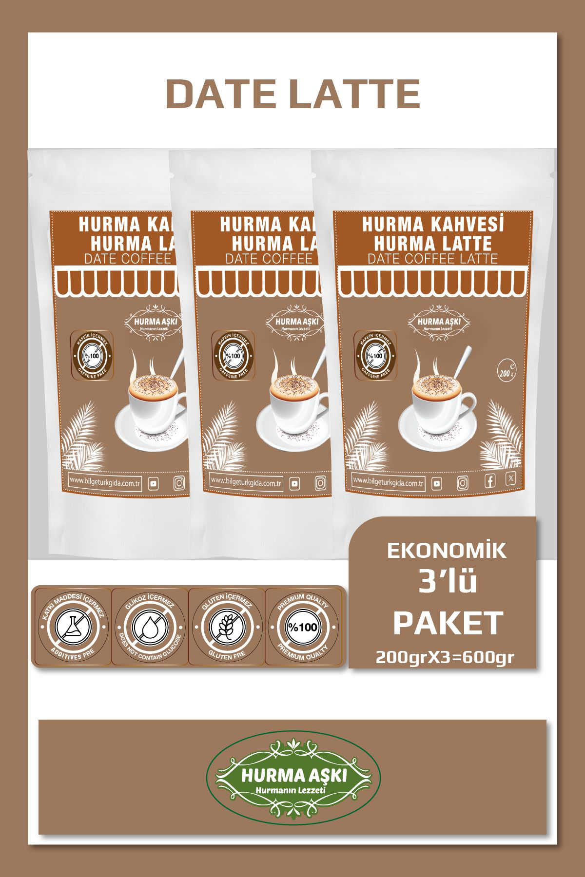 Hurma Aşki Hurma Latte 200Grx3=600Gr