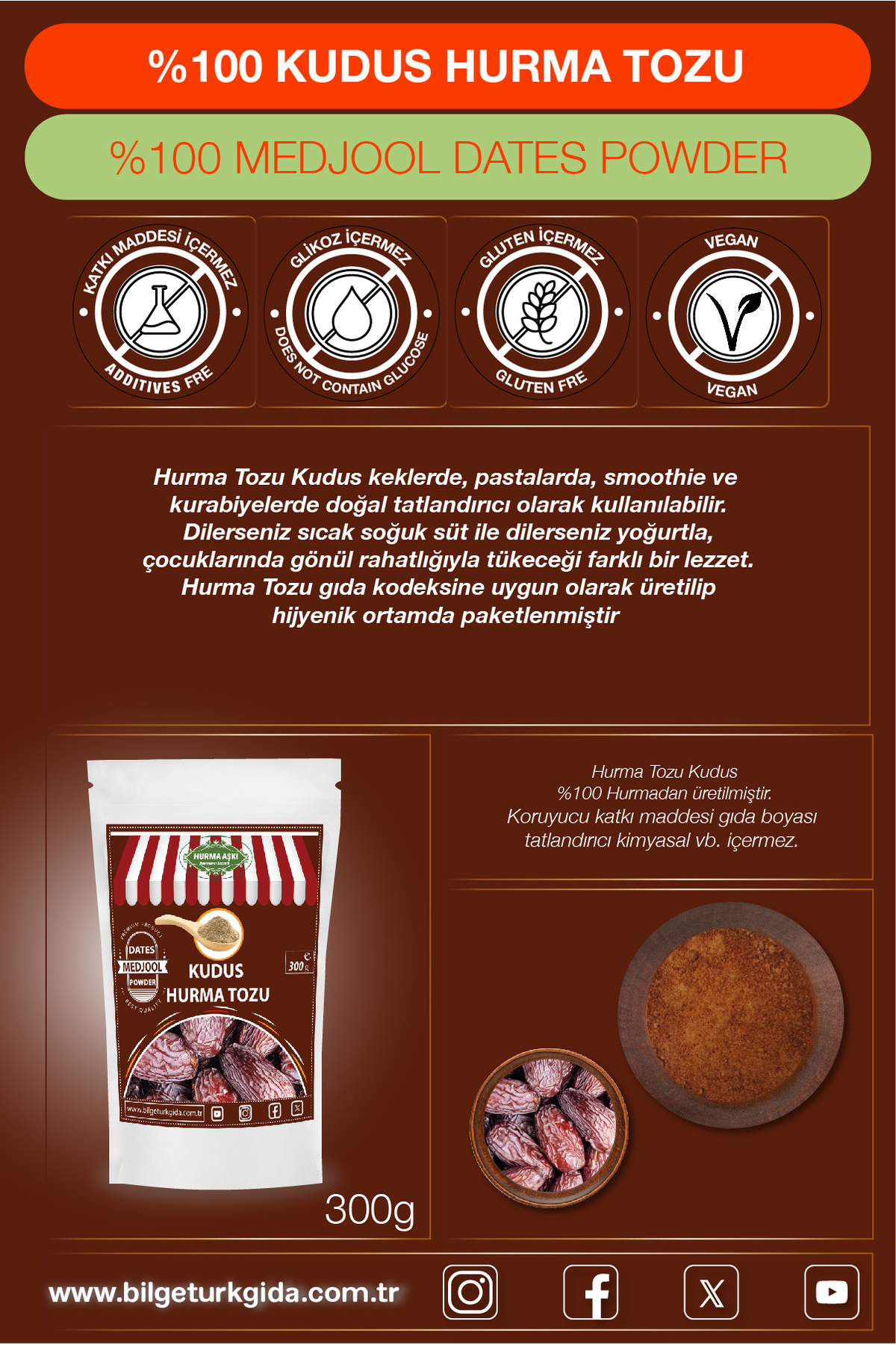 Hurma Aşki Hurma Tozu Kudus 300 Gr
