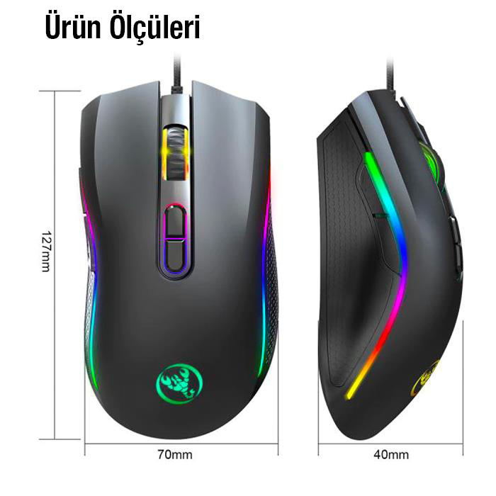 Hxsj  A869 7200Dpi Ayarlanabilir Rgb İşik Gaming Oyuncu Mouse