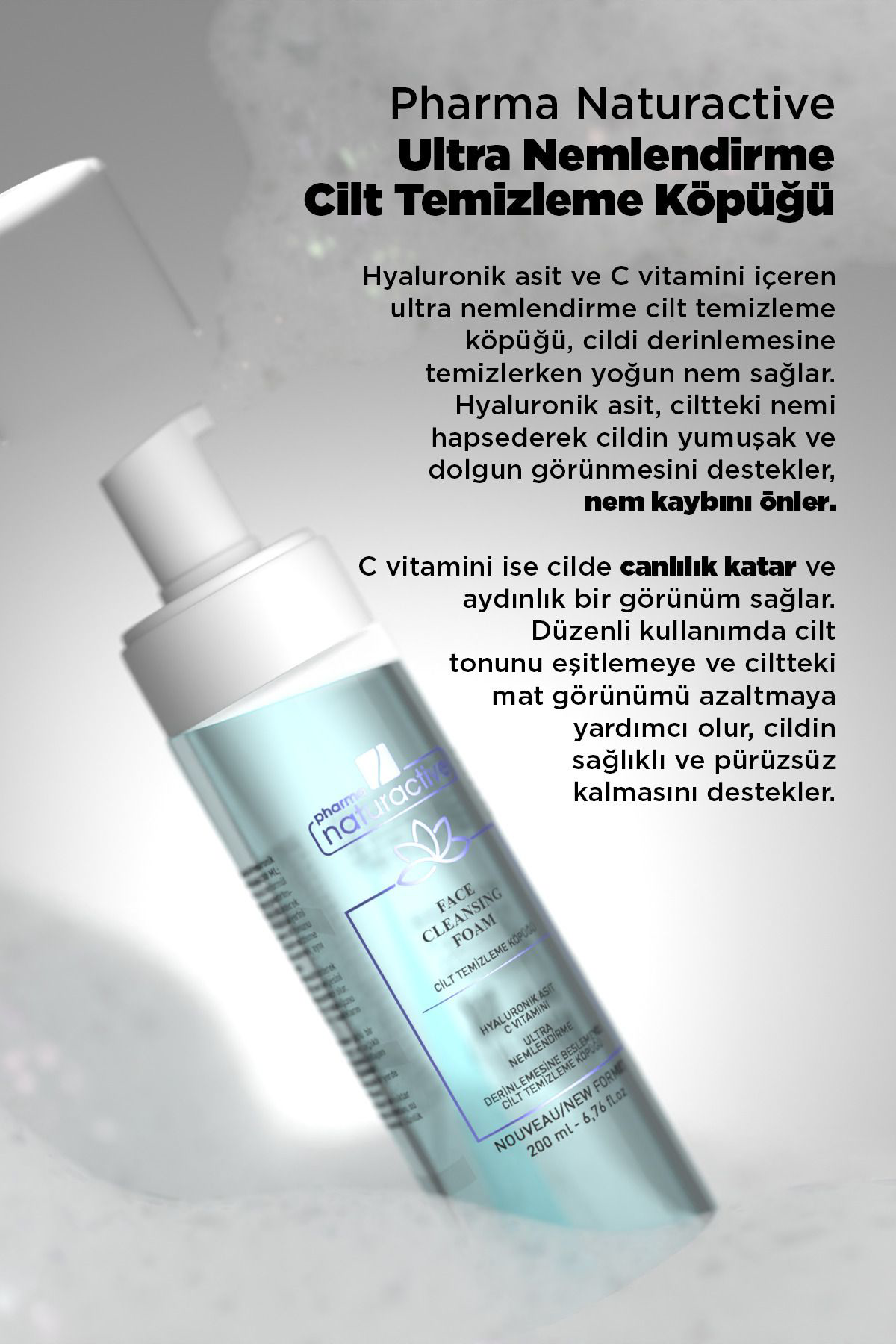 Pharmanaturactive Hydration Therapy 4D Hyaluronik Asit & C Vitamini Yüz Temizleme K