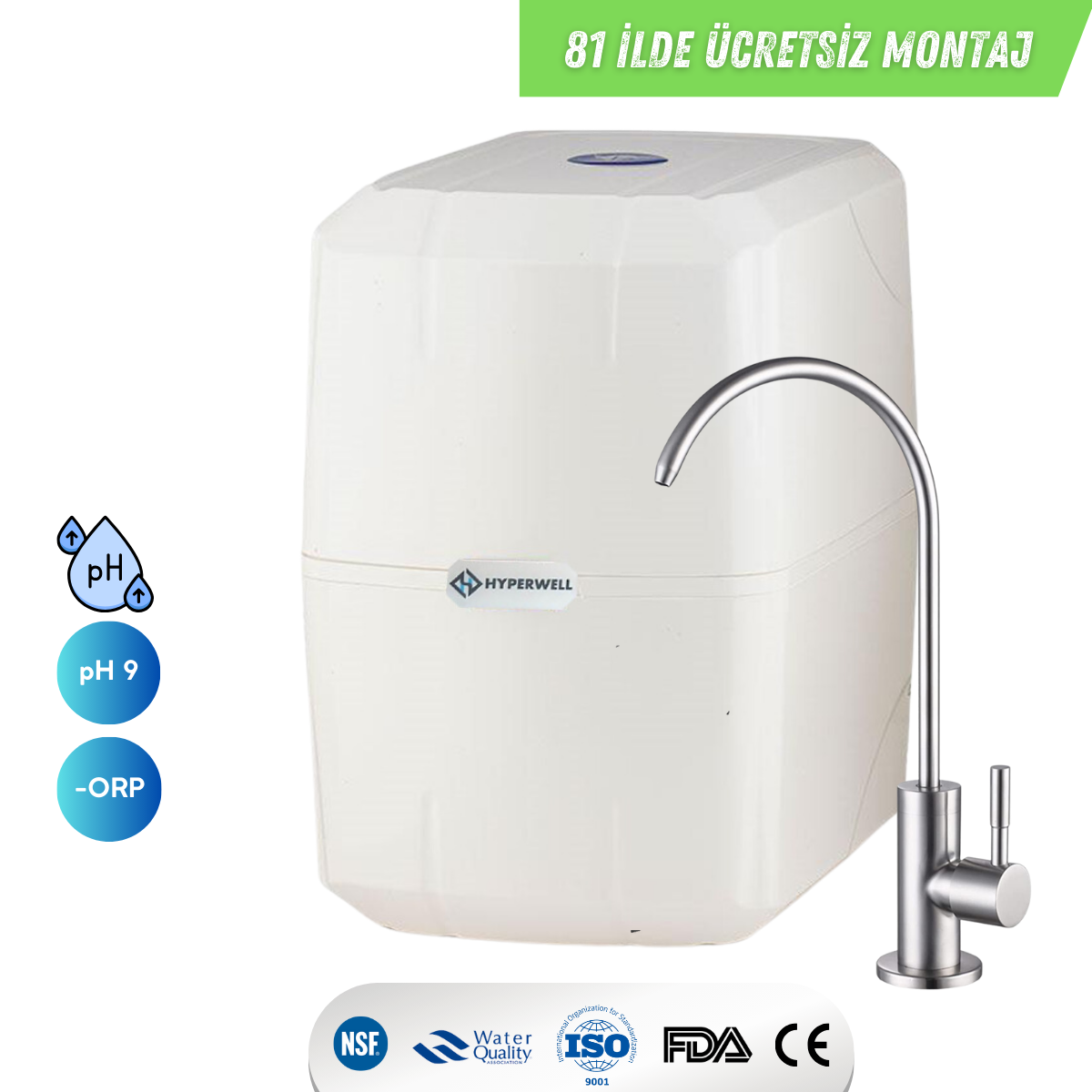 Hyperwell Premium Alkali ve Mineralli POMPALI Su Arıtma Cihazı -