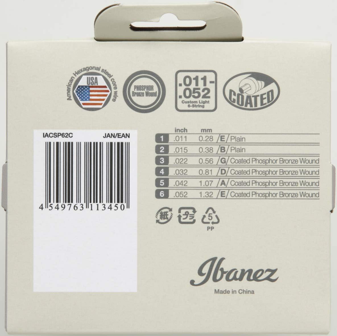 İbanez  İacsp62c Phosphor Bronze Custom Light Akustik Gitar Teli 1